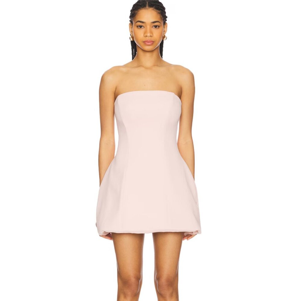 Mother of All Mariegold Mini Dress in Pale Pink Light Strapless Tube Large L